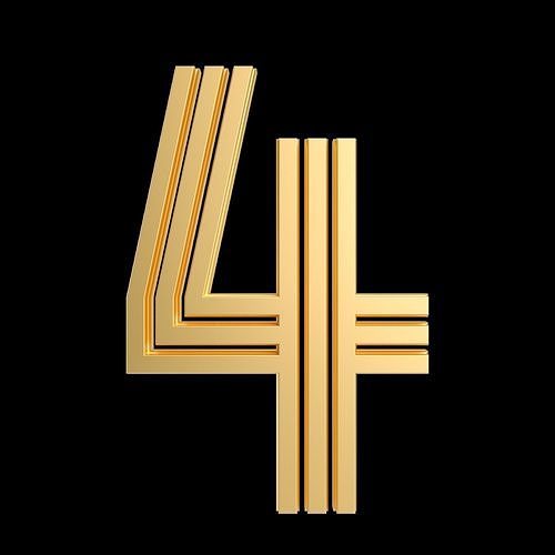 Metal line countdown anniversary number 4 Free 3D model