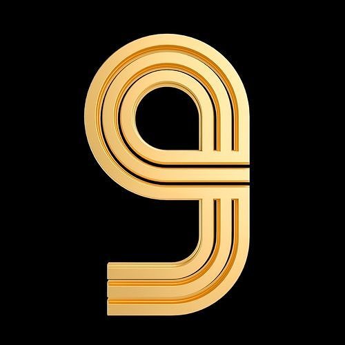 Metal line countdown anniversary number 9 3D model