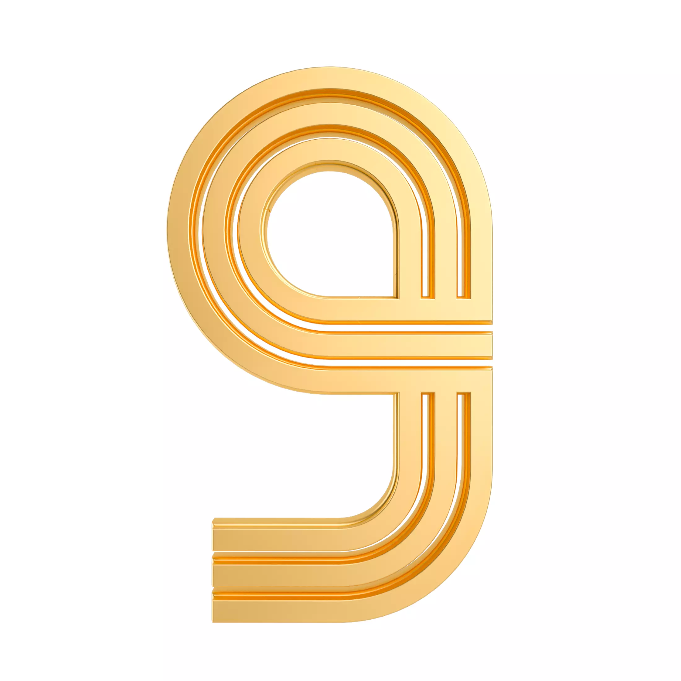 Metal line countdown anniversary number 9 3D model_0