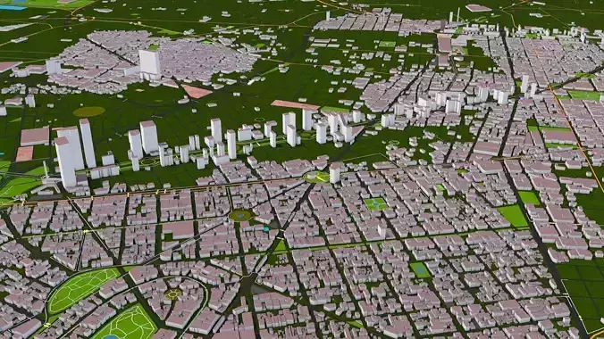 Mexico City USA Feb 2021 Low-poly 3D model