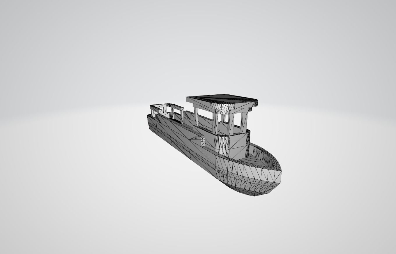 Minimalistic ship Low-poly 3D model_5