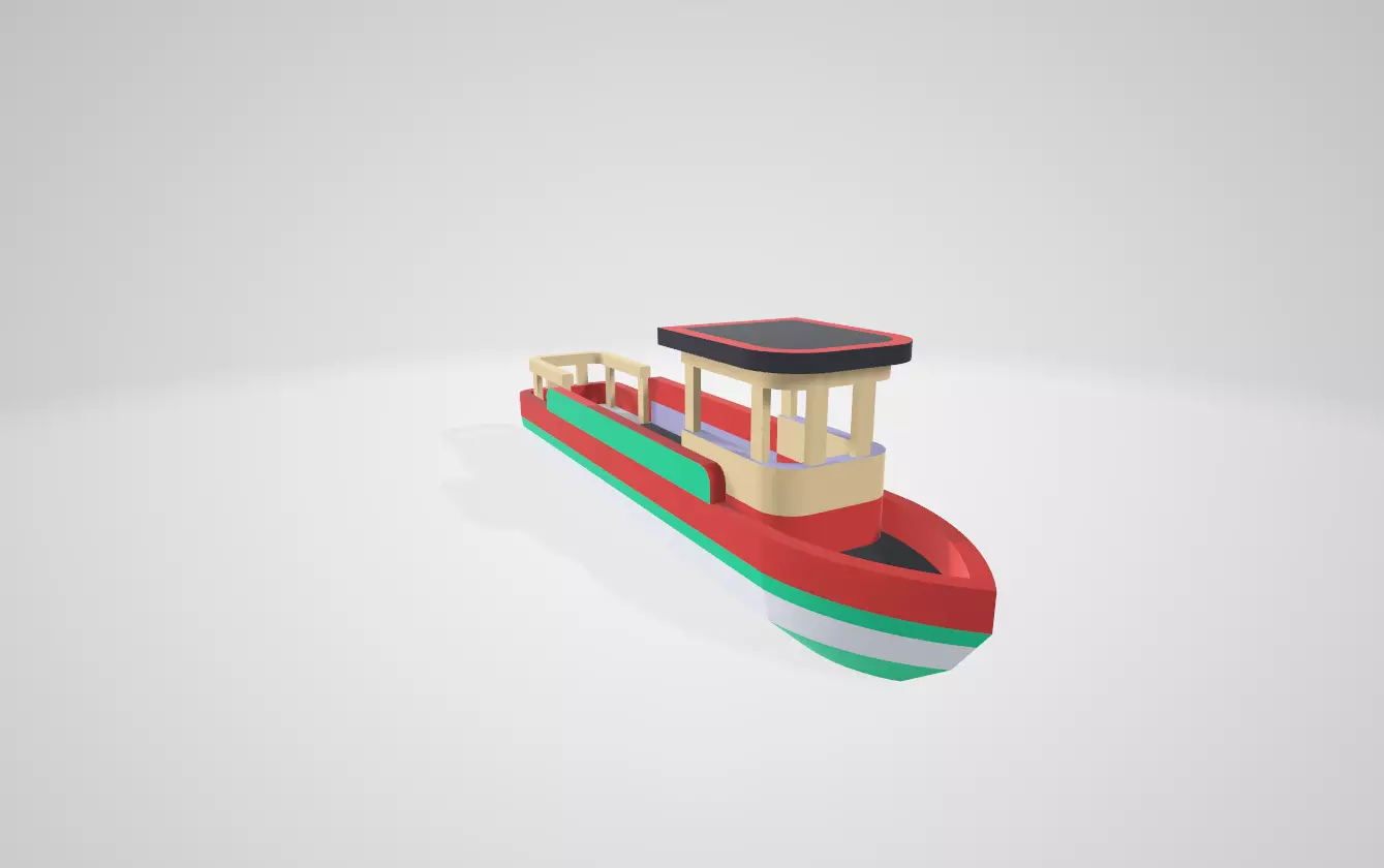 Minimalistic ship Low-poly 3D model_0