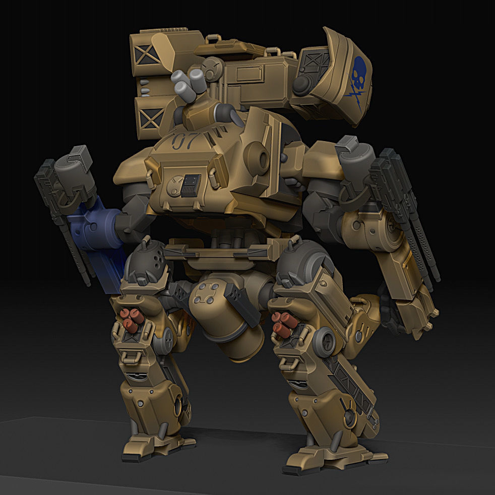 Puma Heavy Mech Pose and glue figure 3D print model_8