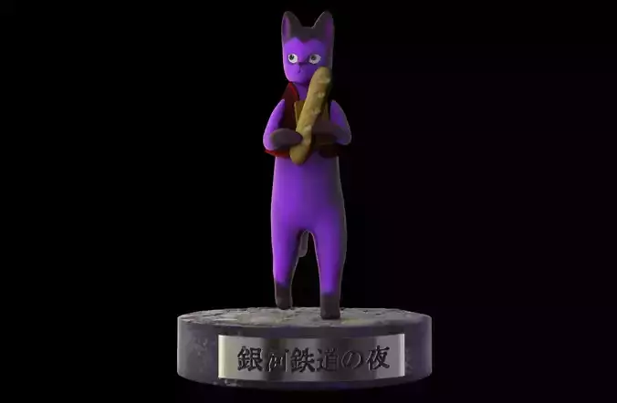 Giovanni cat holding breadstick 3D print model