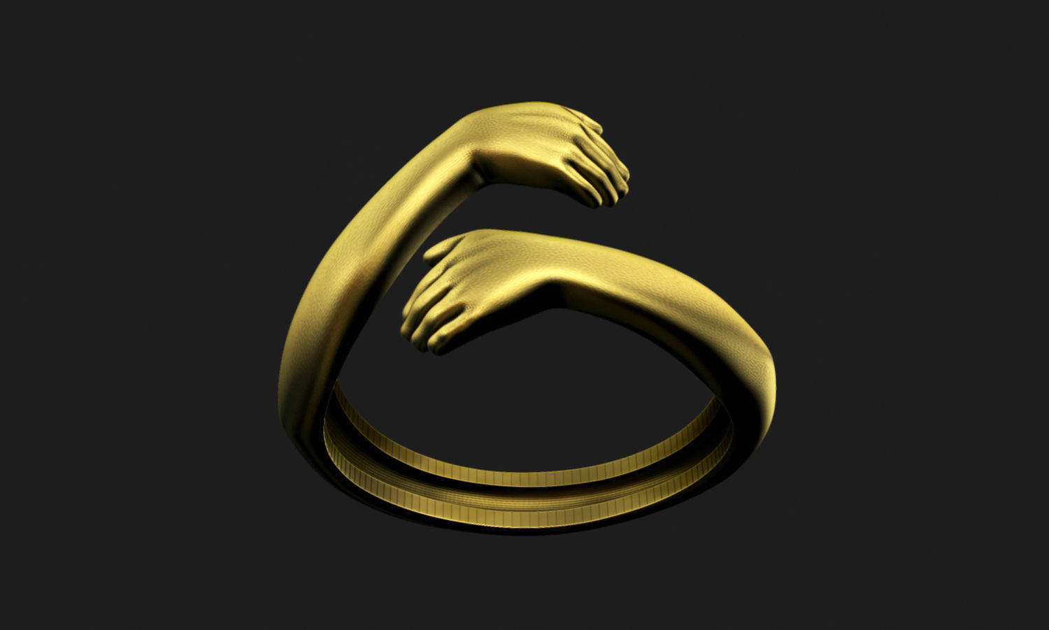 Hug Ring 3D print model_3