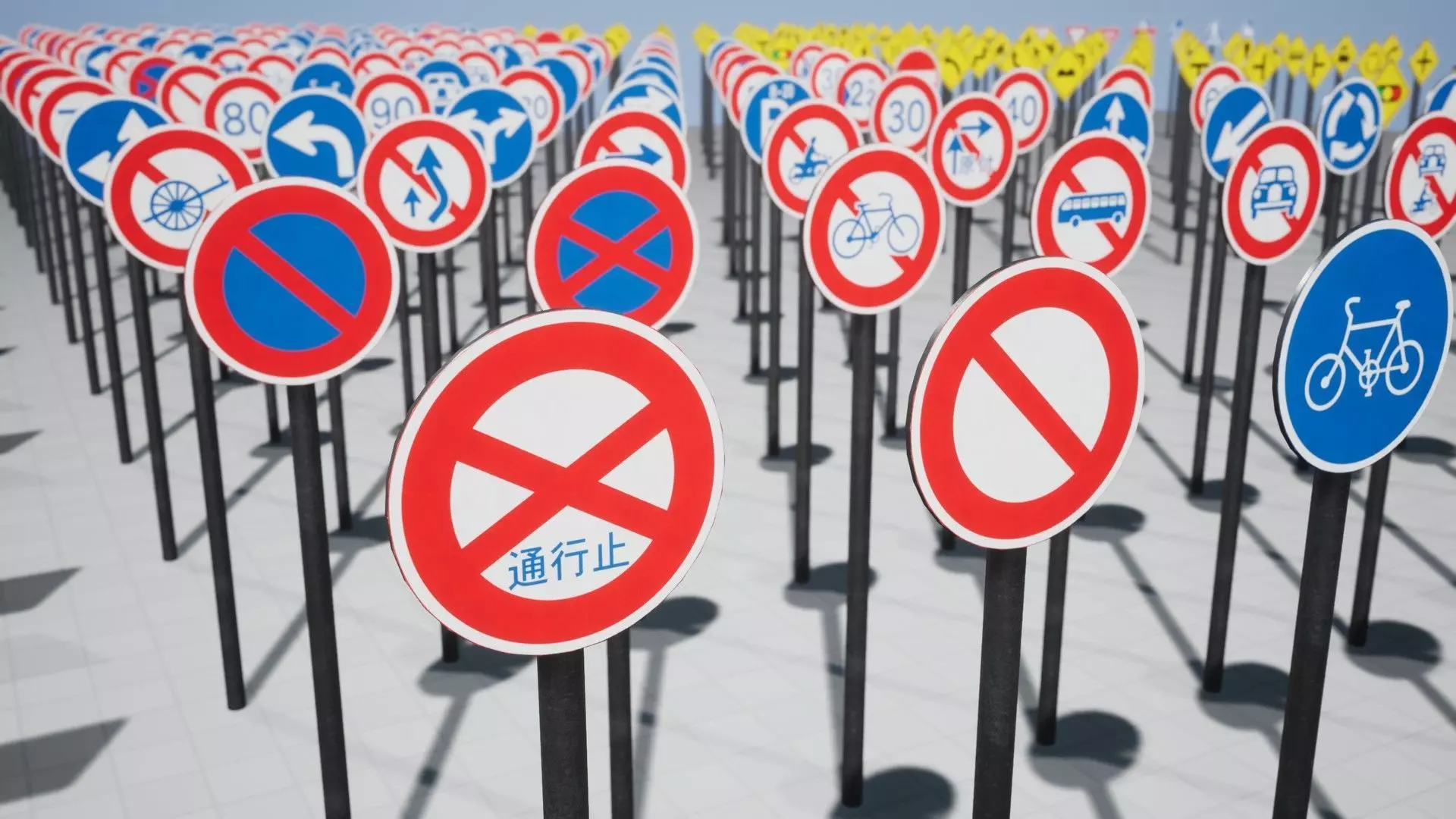 Japanese Street Signs Pack - Over 100 Common Signs Low-poly 3D model