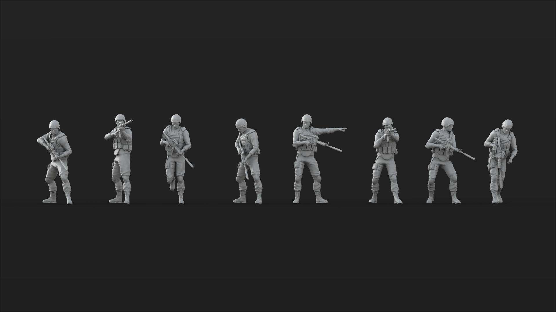 40 US Marines Soldier figures 3D print model_3