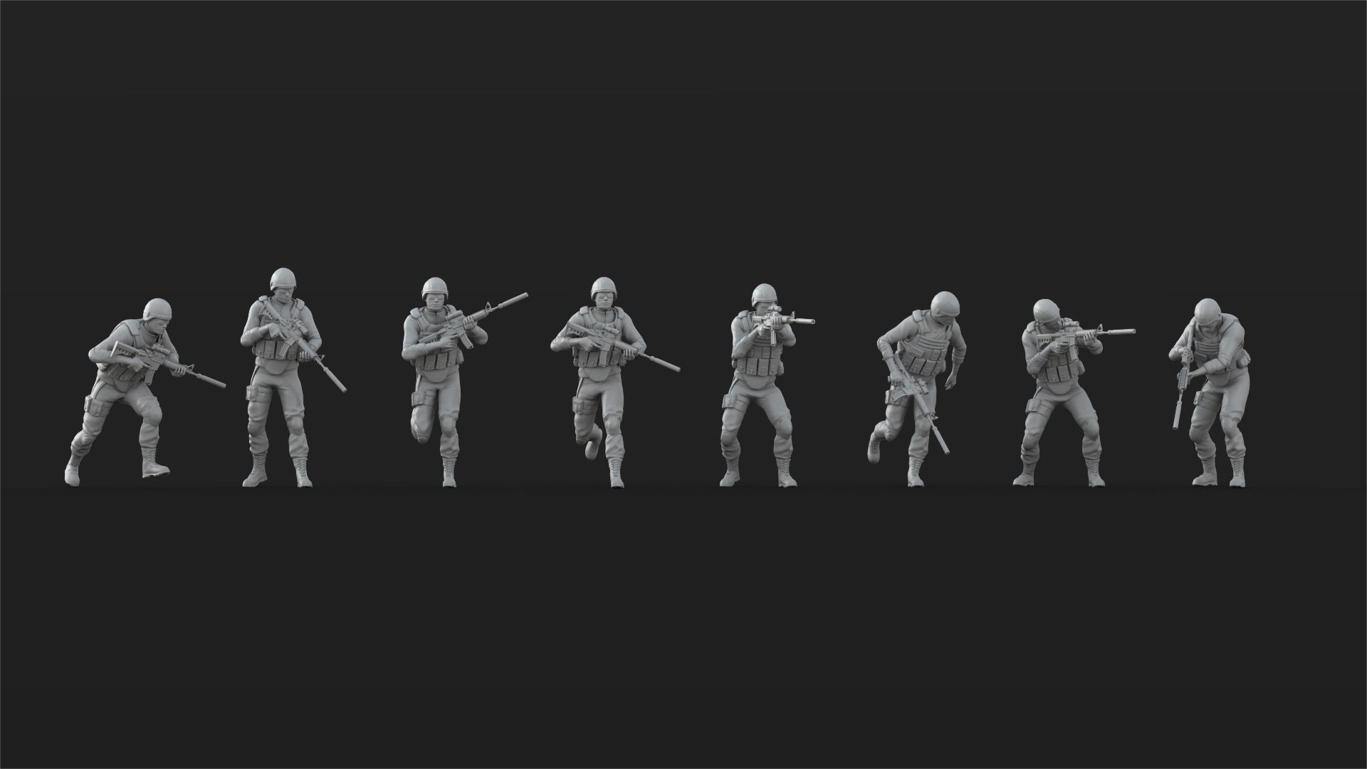 40 US Marines Soldier figures 3D print model_4