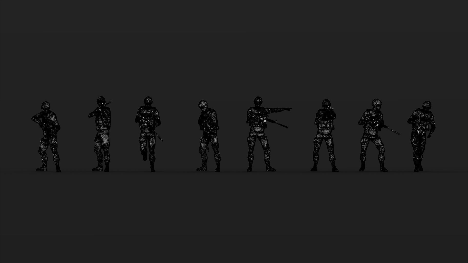 40 US Marines Soldier figures 3D print model_9