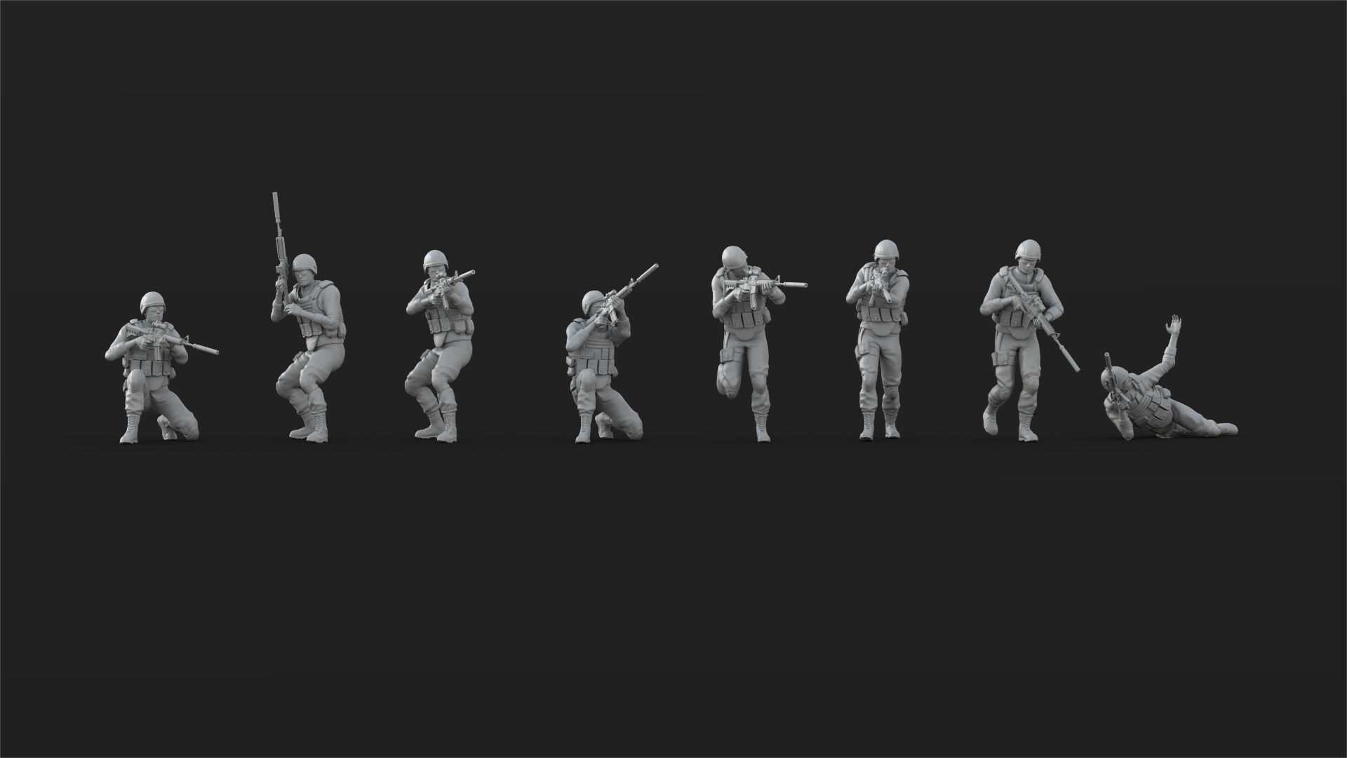 40 US Marines Soldier figures 3D print model_6