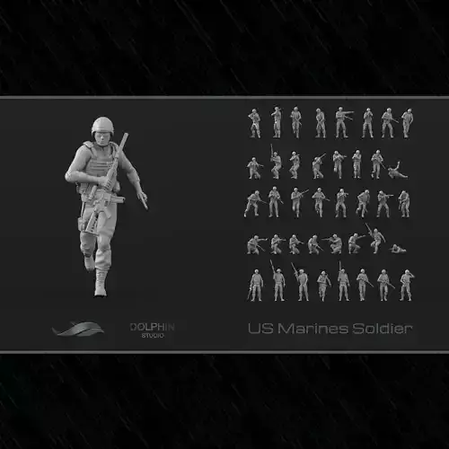 40 US Marines Soldier figures 3D print model