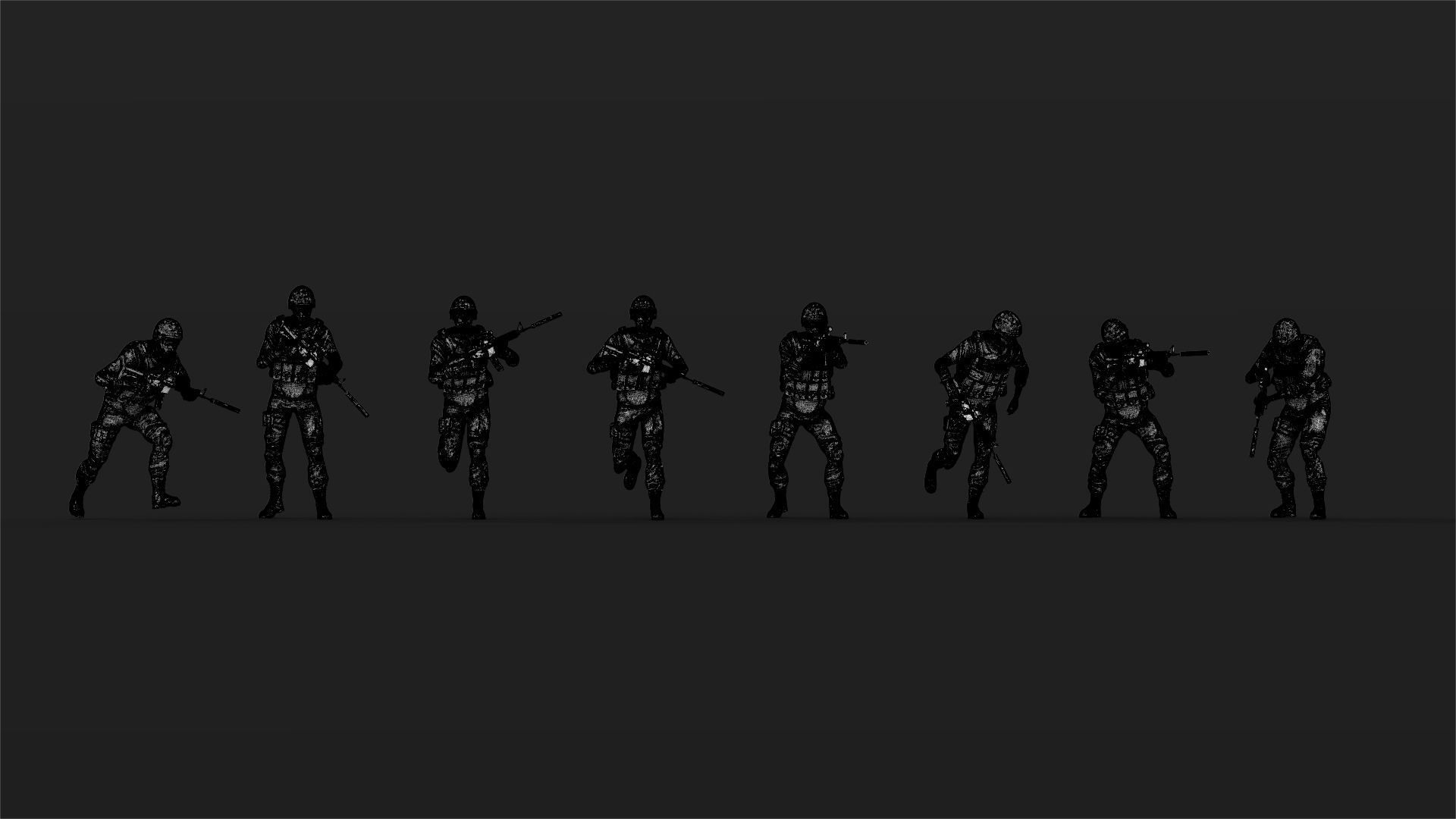 40 US Marines Soldier figures 3D print model_10