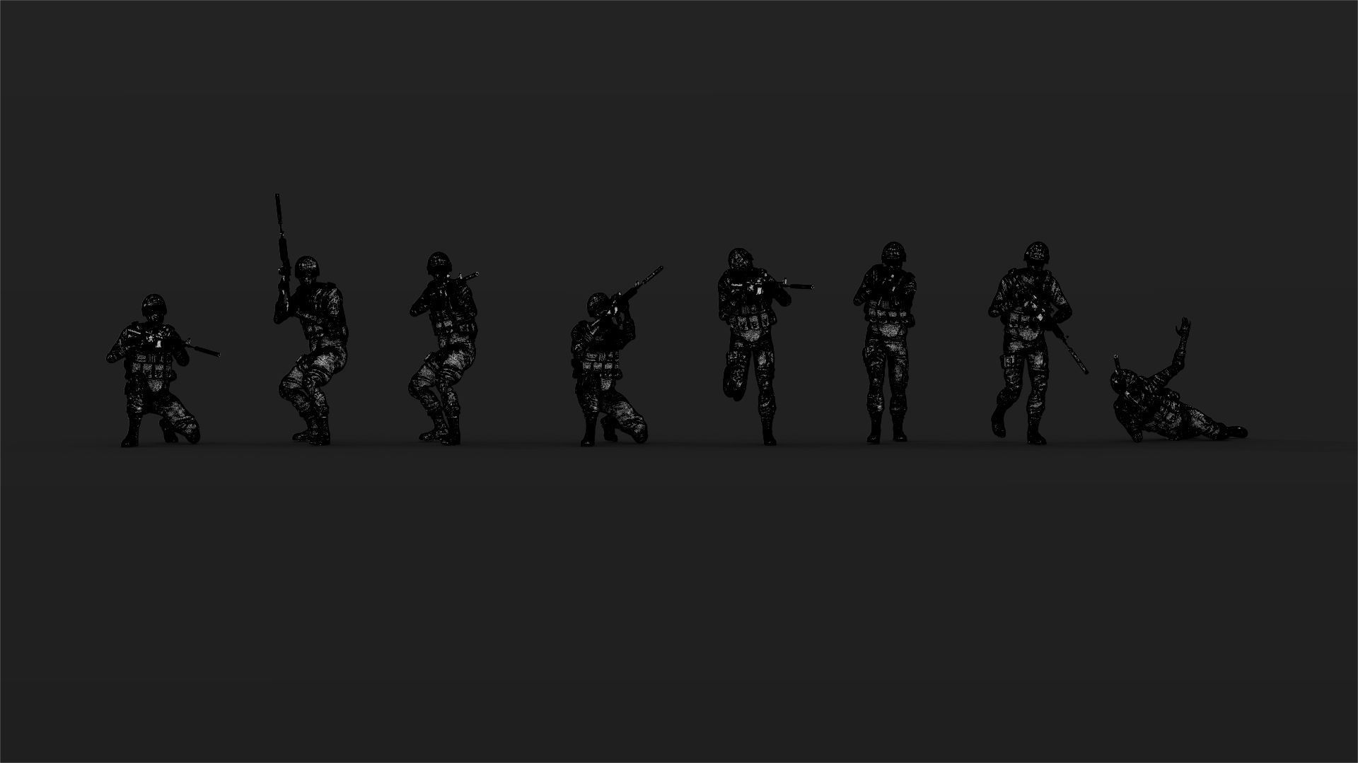 40 US Marines Soldier figures 3D print model_12