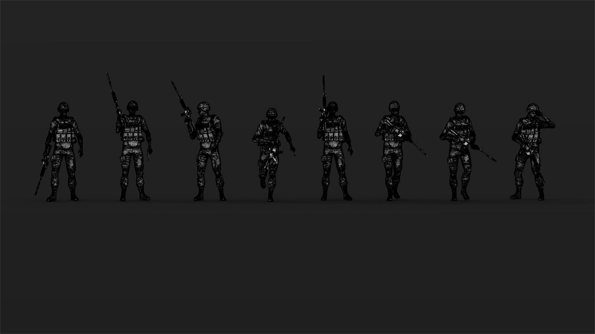 40 US Marines Soldier figures 3D print model_13