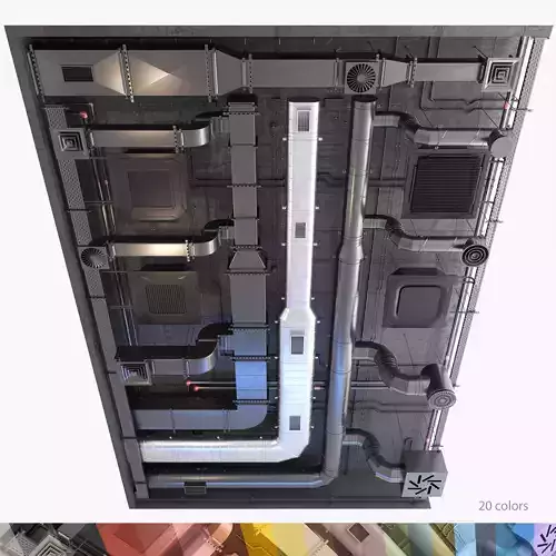 Ventilation system set 02 3D model