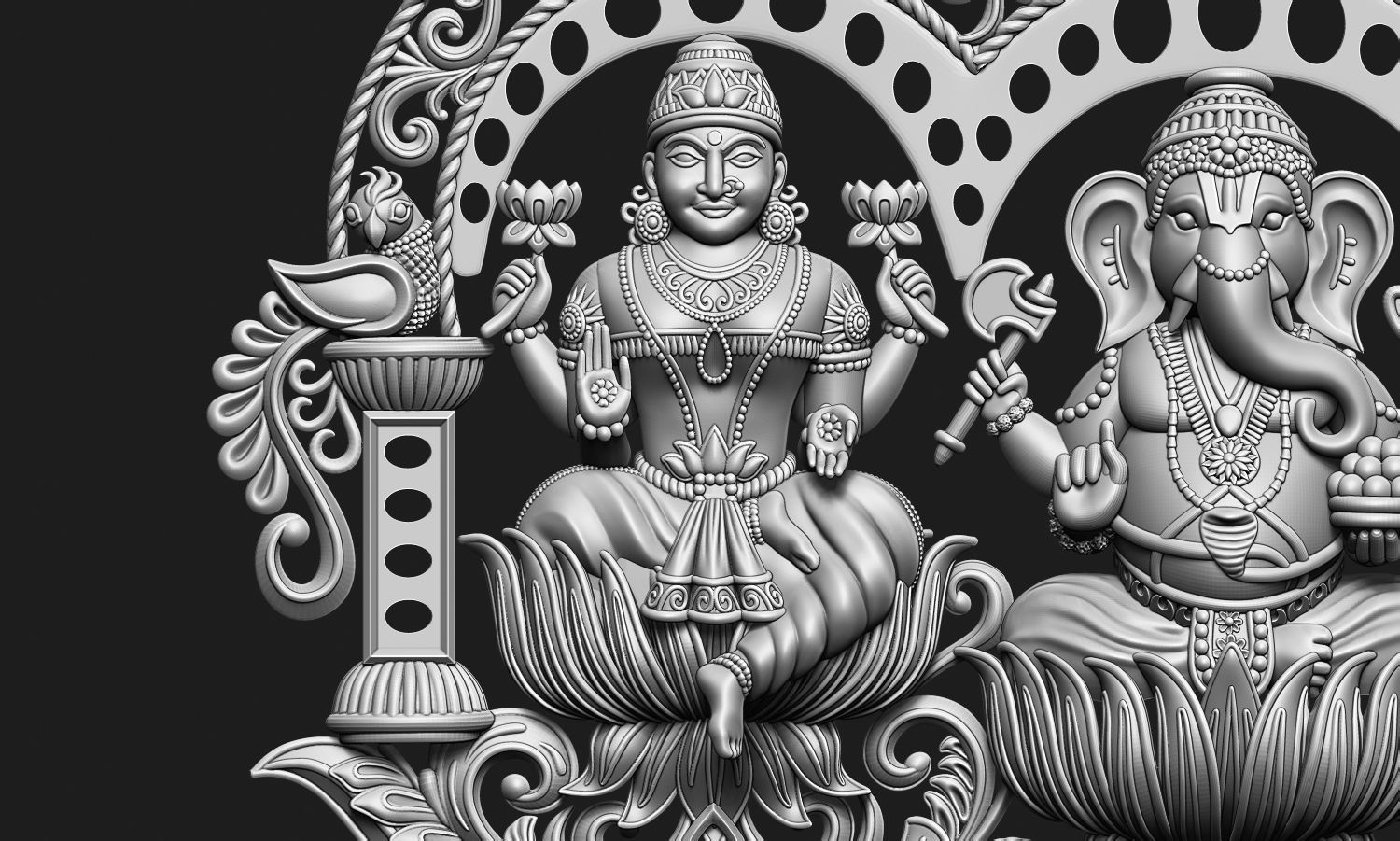 Laxmi Ganesha Saraswati 3D print model_9