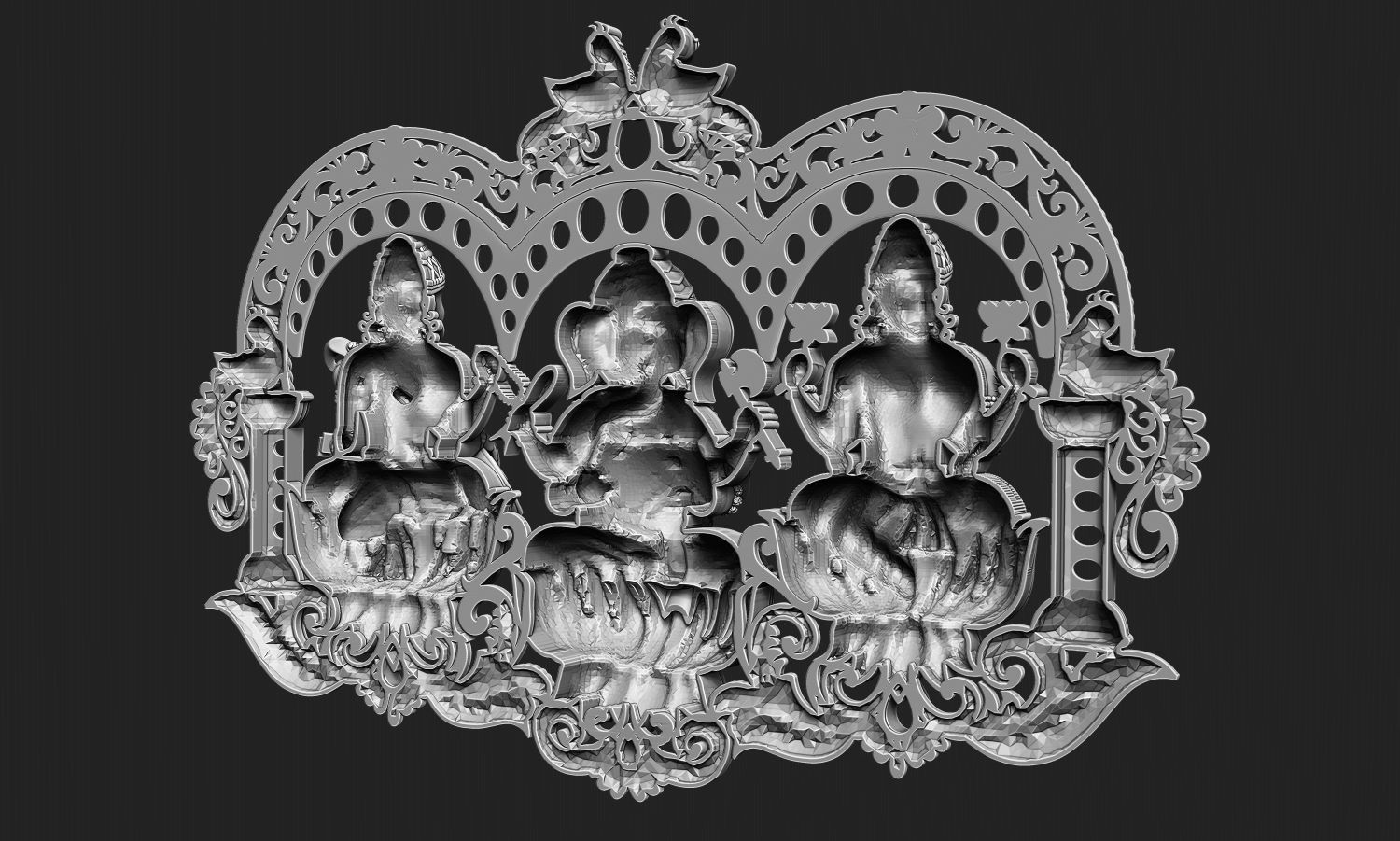 Laxmi Ganesha Saraswati 3D print model_8