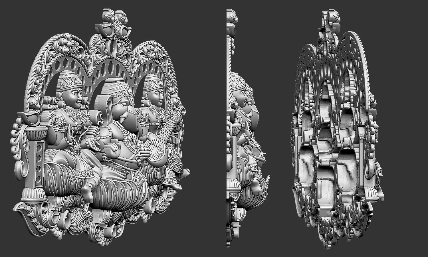 Laxmi Ganesha Saraswati 3D print model_15