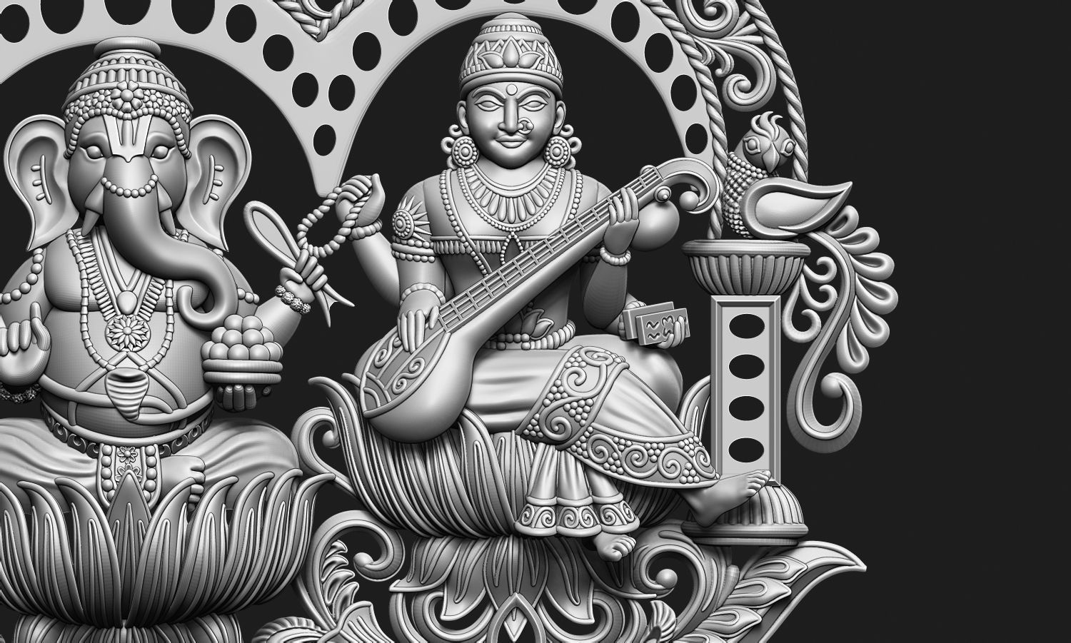 Laxmi Ganesha Saraswati 3D print model_10