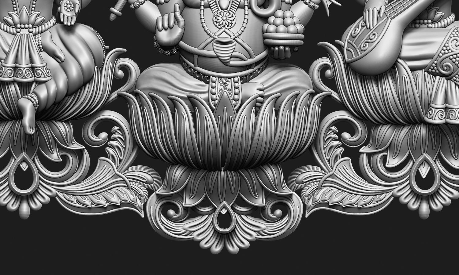 Laxmi Ganesha Saraswati 3D print model_11