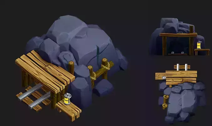 Game-ready stylized mine  Free low-poly 3D model