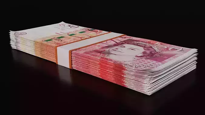 Money Stack - 50 Pound - Coins -High Quality 3D model 3D model