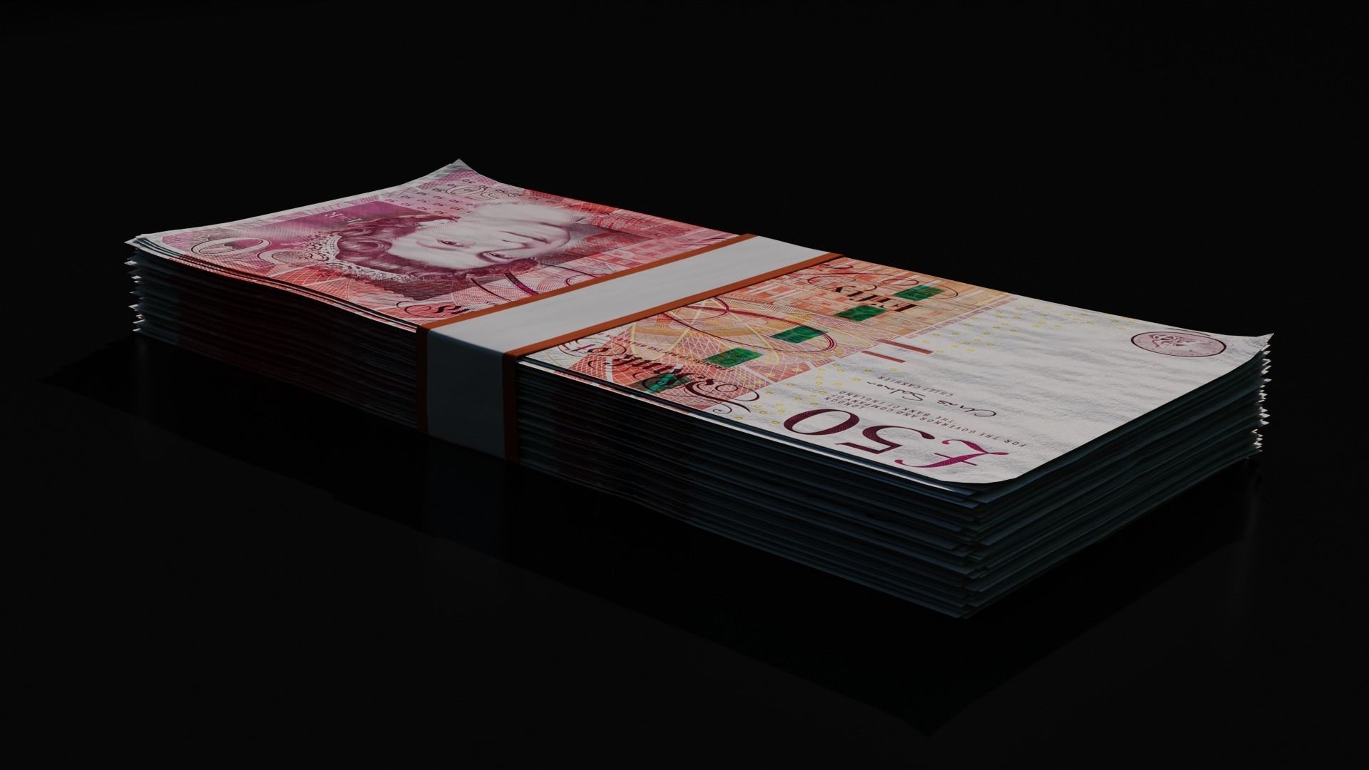 Money Stack - 50 Pound - Coins -High Quality 3D model 3D model_6