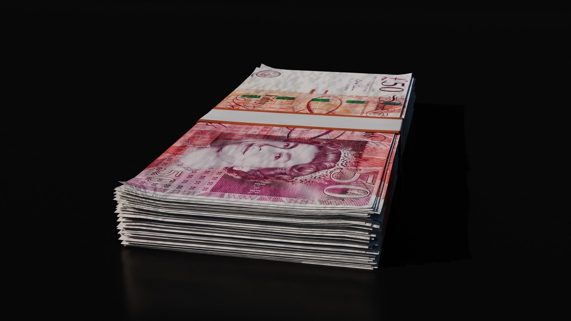 Money Stack - 50 Pound - Coins -High Quality 3D model 3D model_2