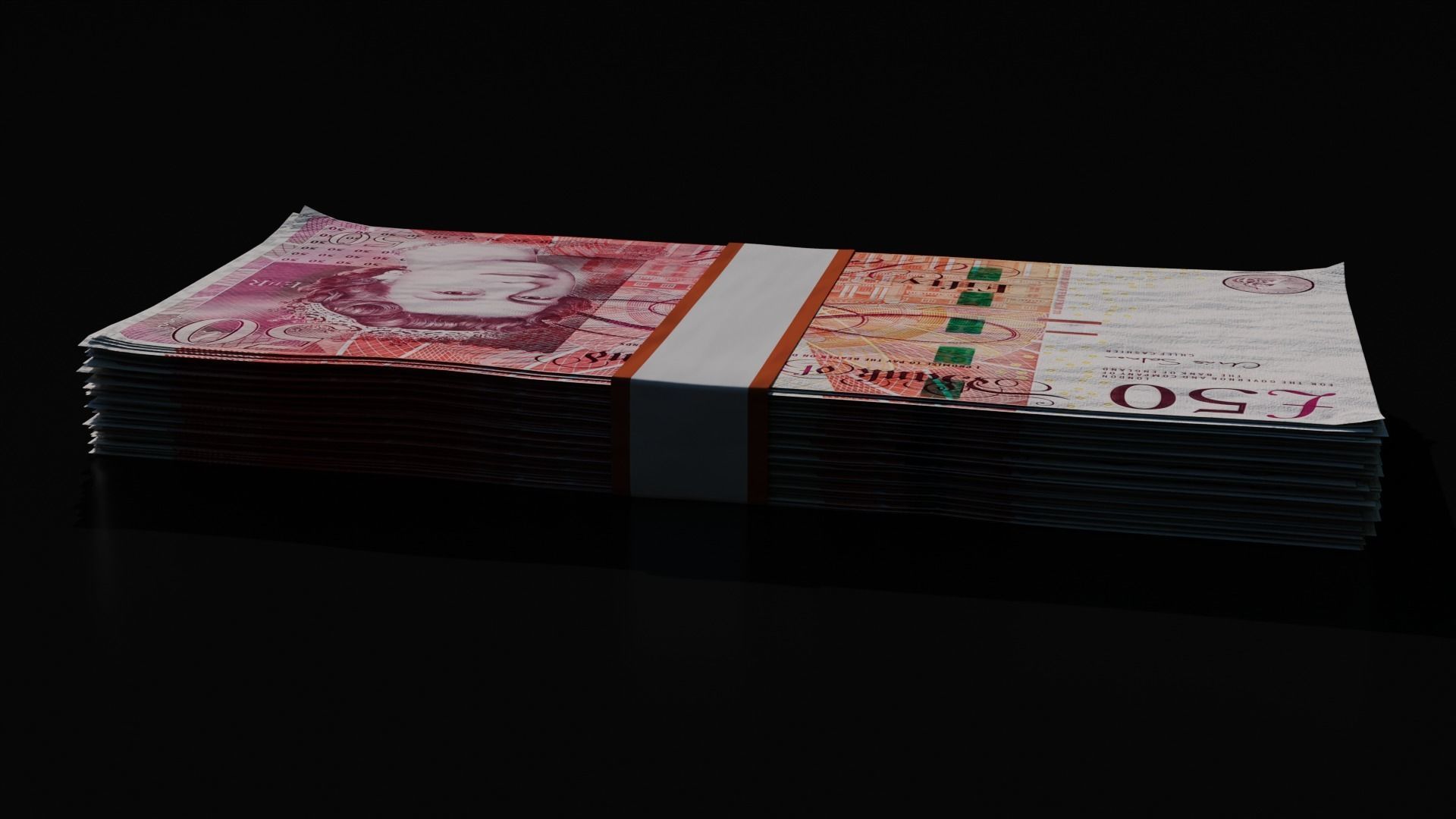 Money Stack - 50 Pound - Coins -High Quality 3D model 3D model_5
