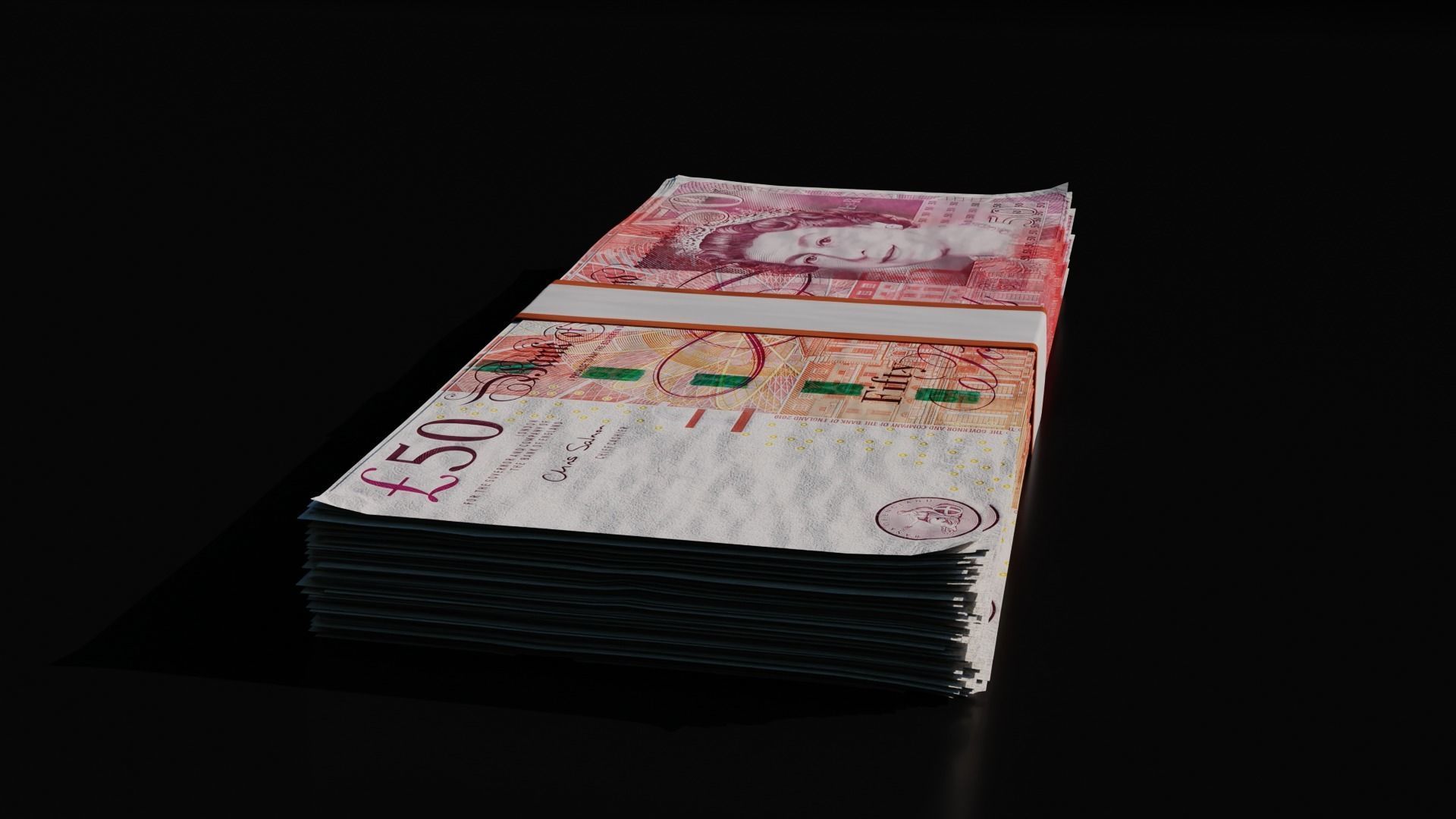Money Stack - 50 Pound - Coins -High Quality 3D model 3D model_8