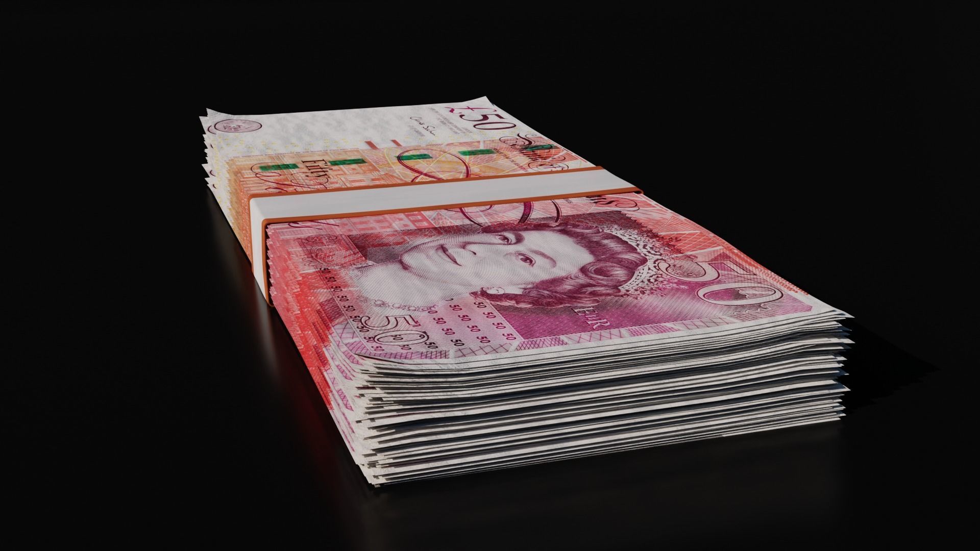 Money Stack - 50 Pound - Coins -High Quality 3D model 3D model_1