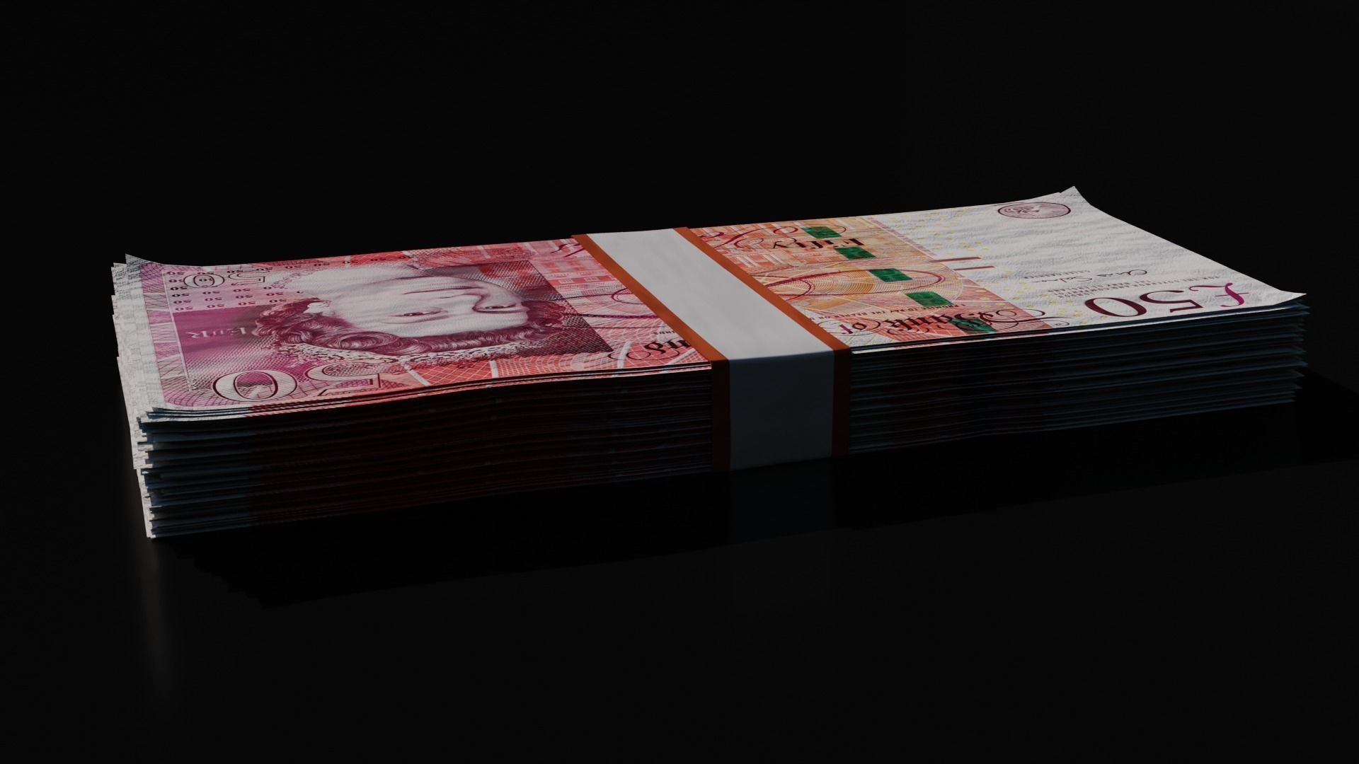 Money Stack - 50 Pound - Coins -High Quality 3D model 3D model_4