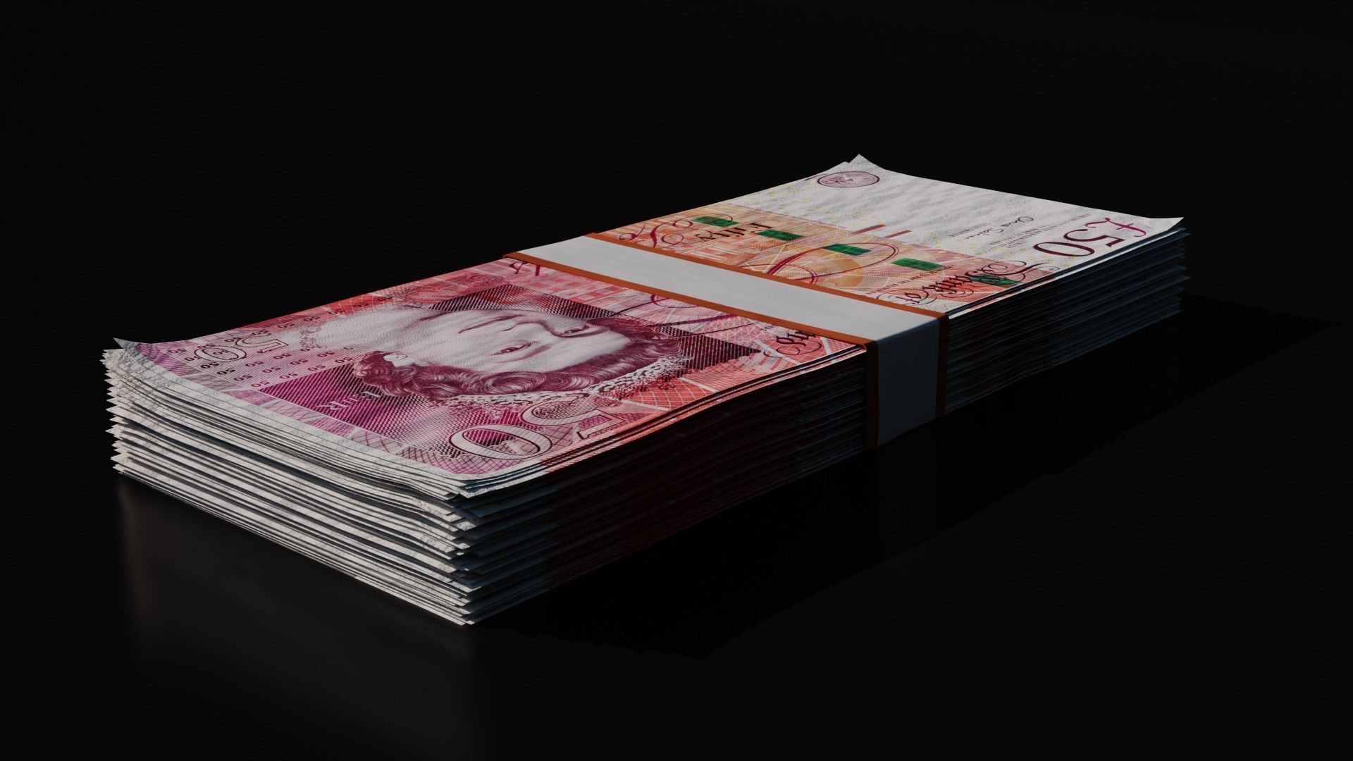 Money Stack - 50 Pound - Coins -High Quality 3D model 3D model_3