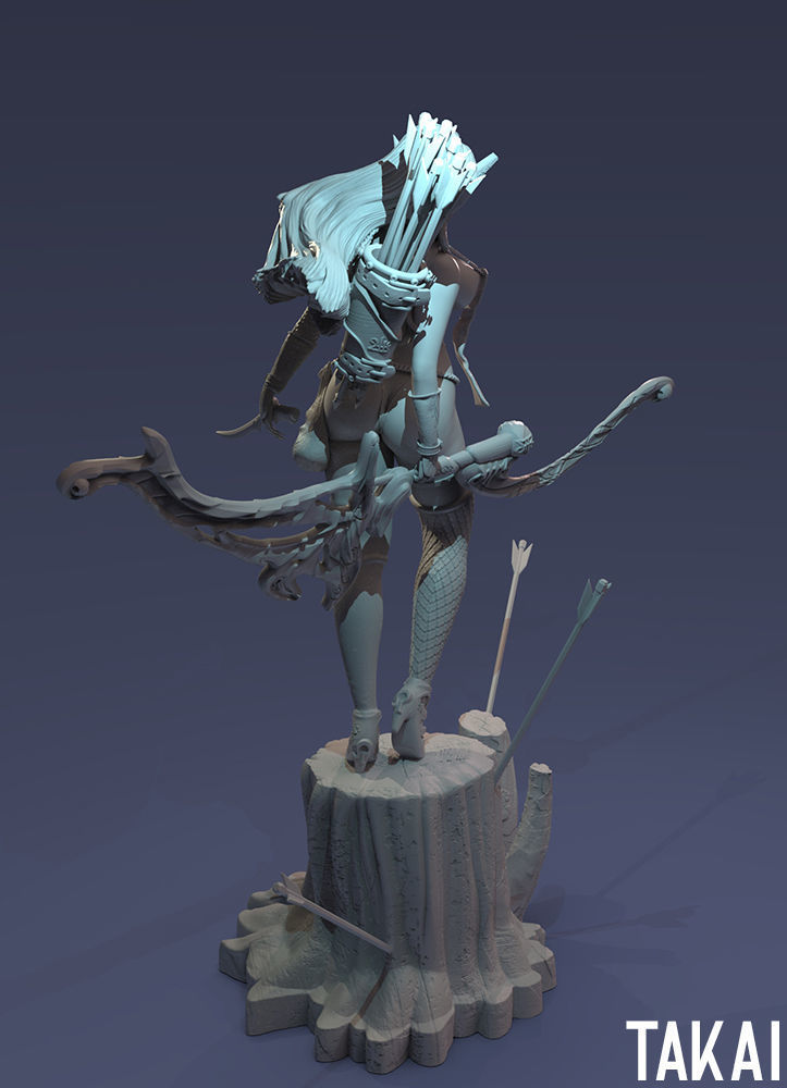 Fantasy 3D Print Pin Up Figurines - Elvin Mistress Army 3D Model Collection_24