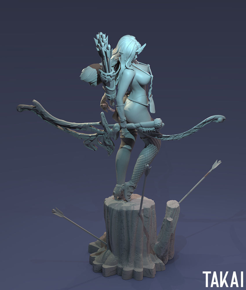 Fantasy 3D Print Pin Up Figurines - Elvin Mistress Army 3D Model Collection_27