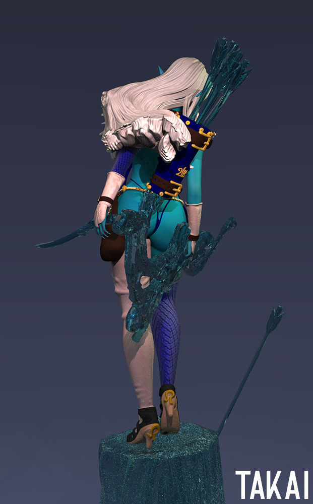 Fantasy 3D Print Pin Up Figurines - Elvin Mistress Army 3D Model Collection_32