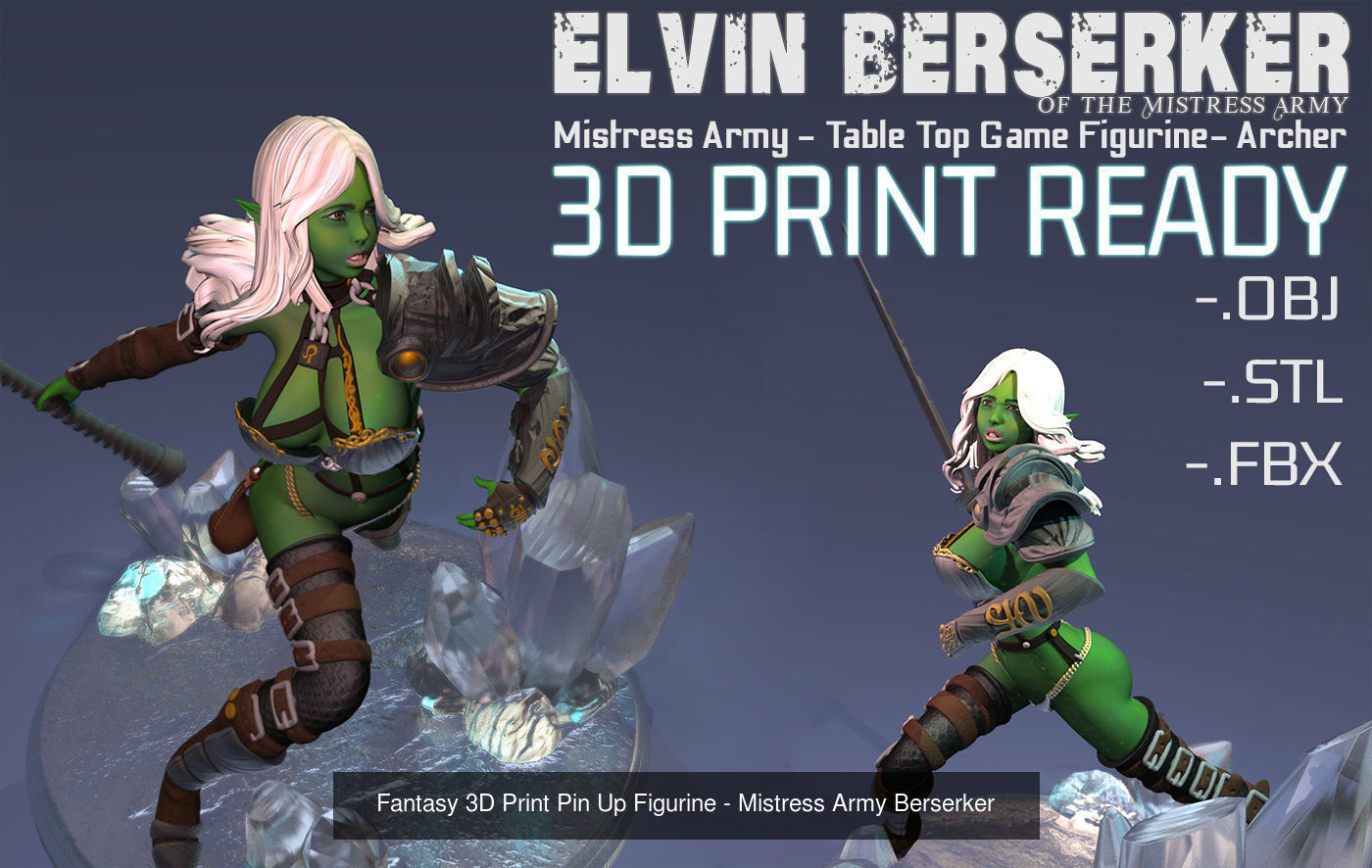 Fantasy 3D Print Pin Up Figurines - Elvin Mistress Army 3D Model Collection_5