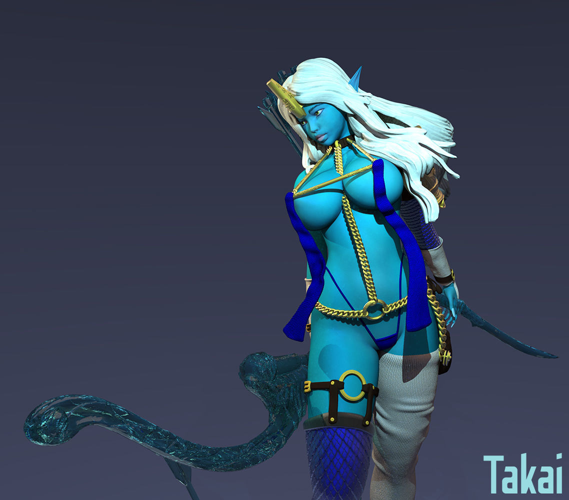 Fantasy 3D Print Pin Up Figurines - Elvin Mistress Army 3D Model Collection_36