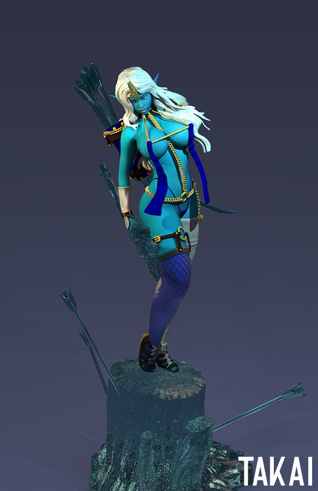Fantasy 3D Print Pin Up Figurines - Elvin Mistress Army 3D Model Collection_35