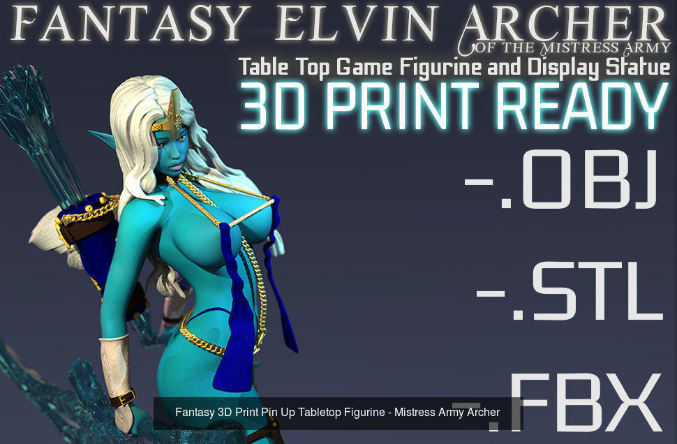 Fantasy 3D Print Pin Up Figurines - Elvin Mistress Army 3D Model Collection_4