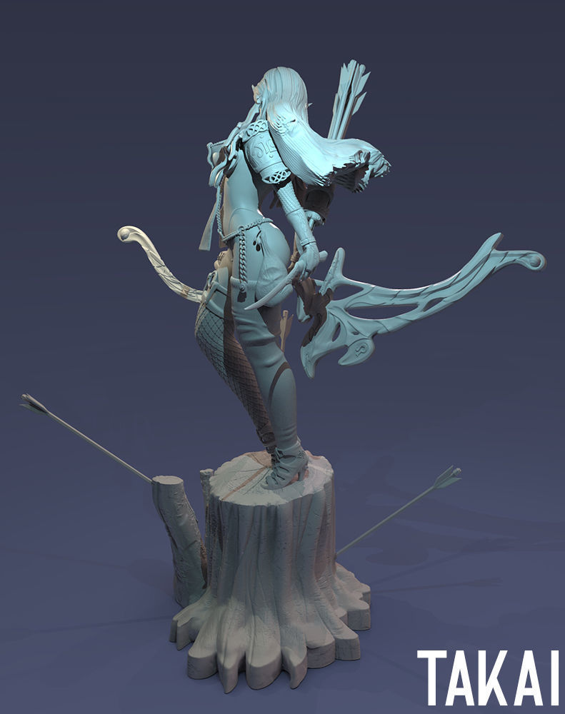 Fantasy 3D Print Pin Up Figurines - Elvin Mistress Army 3D Model Collection_25