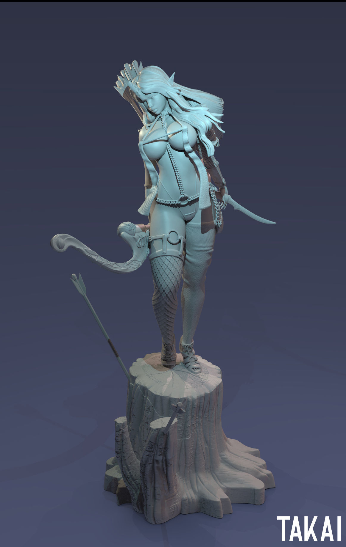 Fantasy 3D Print Pin Up Figurines - Elvin Mistress Army 3D Model Collection_30