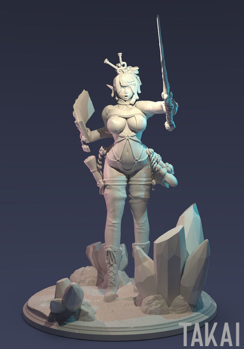 Fantasy 3D Print Pin Up Figurines - Elvin Mistress Army 3D Model Collection_48