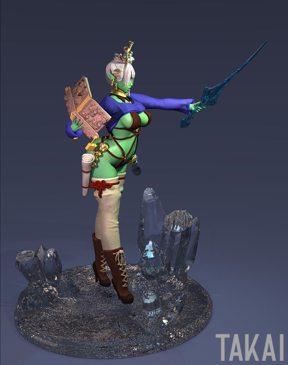 Fantasy 3D Print Pin Up Figurines - Elvin Mistress Army 3D Model Collection_40