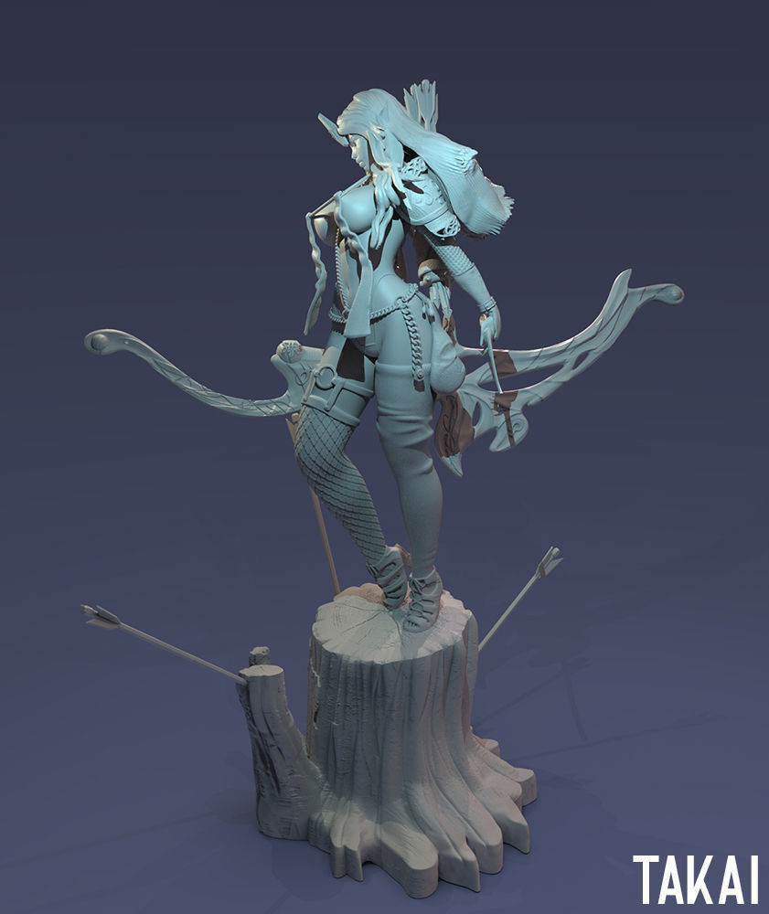 Fantasy 3D Print Pin Up Figurines - Elvin Mistress Army 3D Model Collection_28