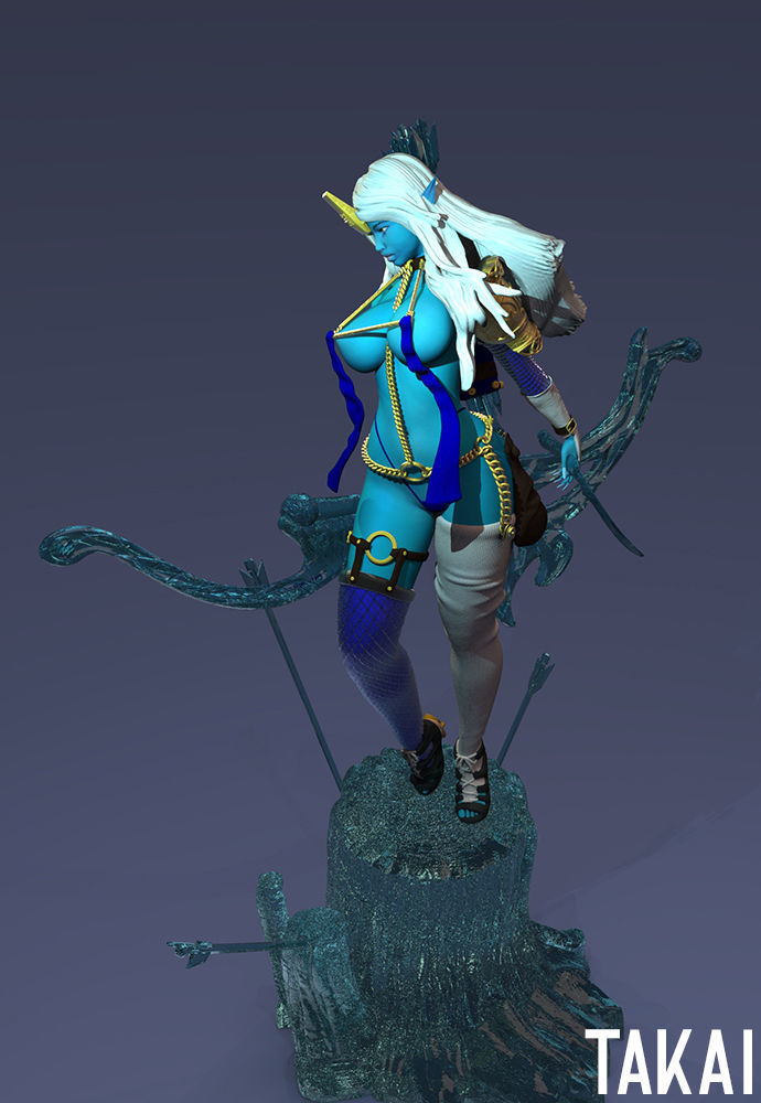 Fantasy 3D Print Pin Up Figurines - Elvin Mistress Army 3D Model Collection_34