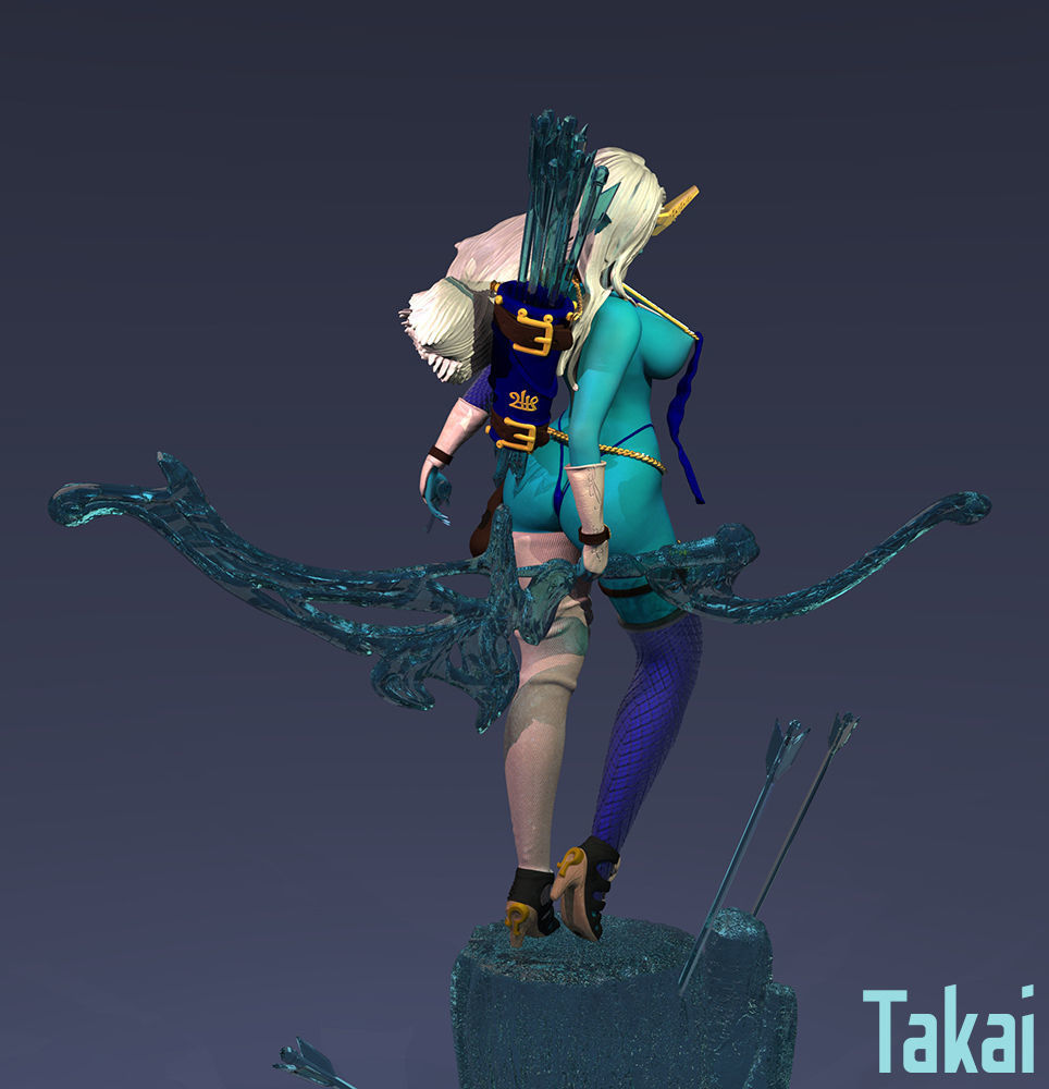 Fantasy 3D Print Pin Up Figurines - Elvin Mistress Army 3D Model Collection_33