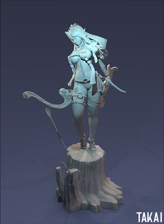 Fantasy 3D Print Pin Up Figurines - Elvin Mistress Army 3D Model Collection_29