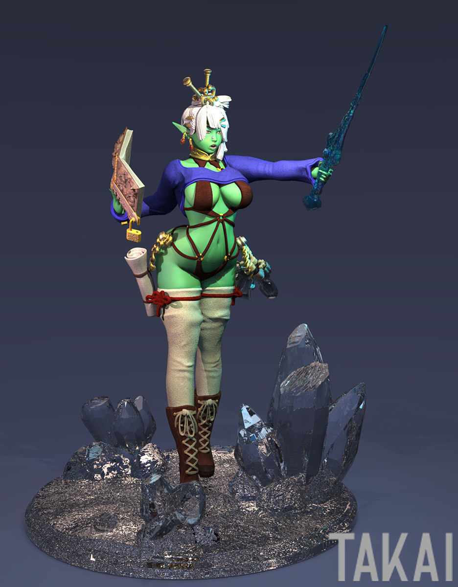 Fantasy 3D Print Pin Up Figurines - Elvin Mistress Army 3D Model Collection_42