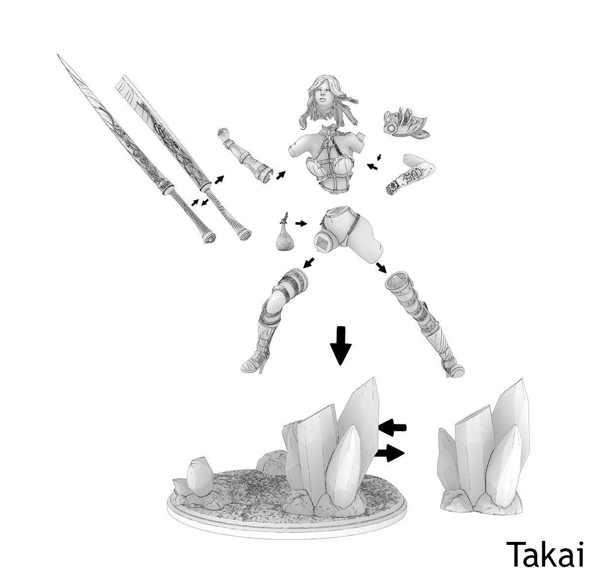 Fantasy 3D Print Pin Up Figurines - Elvin Mistress Army 3D Model Collection_8